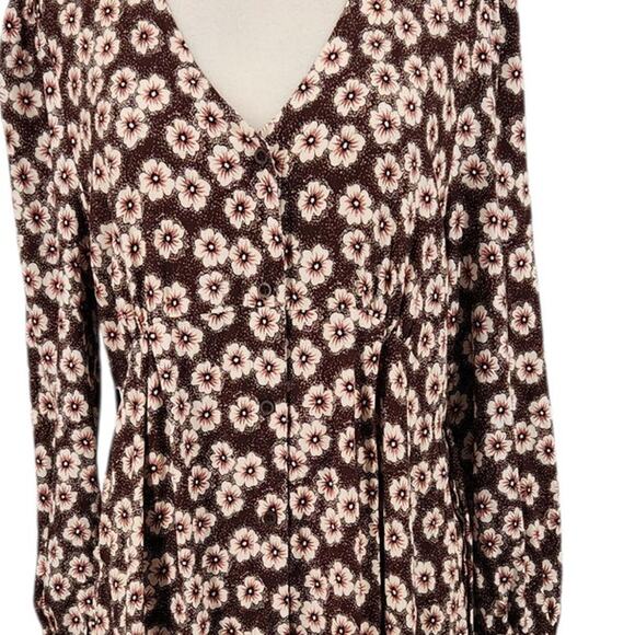 Isabella Oliver Floral Dress – Brown Long Sleeve Midi Tie Waist Maternity - Picture 8 of 10